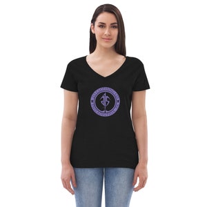 Dames gerecycled v-hals t-shirt