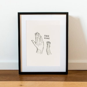 High Five Illustration High Quality Riso Print on 250 grams biotop paper image 1