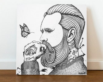 Bearded Dreamer - Painting | Acrylic Painting on Canvas 50 cm x 50 cm