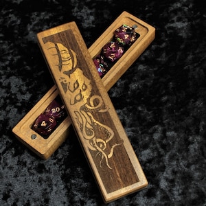 Cthulhu | Luxury Solid Walnut Dice Box | Dungeons and Dragons | DND | Tabletop Gaming | Dice Vault | Hand Made Wooden Box
