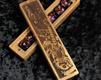 Bard's Chorus Luxury Solid Walnut Dice Box | Dungeons and Dragons | DND | Tabletop Gaming | Dice Vault | Hand Made Wooden Box