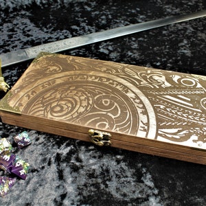 The Sacred Texts Luxury Dice Box | D&D Dice Box | Roll Tray | Tabletop Gaming | Wooden Dice and Accessory Storage | Dungeon and Dragons| RPG