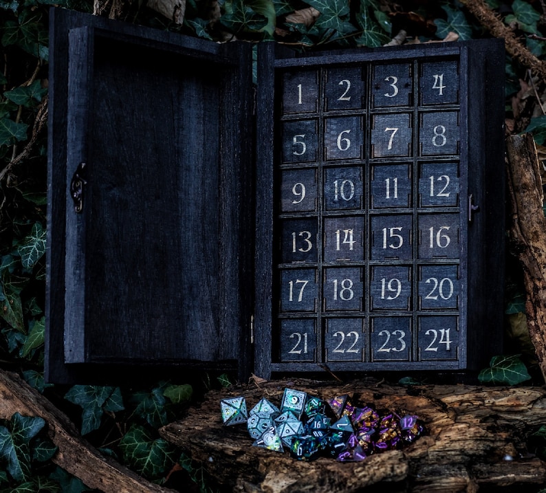 Engraved Dice Advent Calendar For Dungeons and Dragons, Tabletop Gaming and Table Top Roleplay Fans