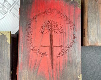 Charred Ancient Design Dice Box and Rolling Tray | Personalized D&D Gaming
