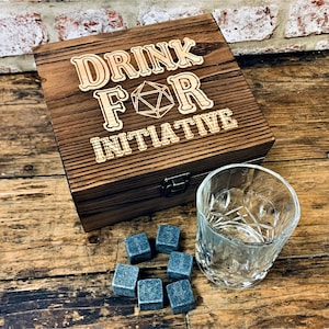 Drink For Initiative DND Drinking Gift | Dice Effect Whiskey Stones | Tumblers | Reusable Ice Cubes | Geek Gift | Dungeons and Dragons | RPG