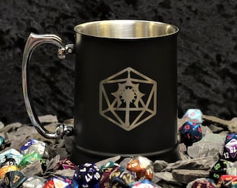 Cleric Engraved Personalised Metal Drinking Tankard Drinking Cup | D&D D20 Class Symbol | Dungeons and Dragons | Tabletop Gaming | DND
