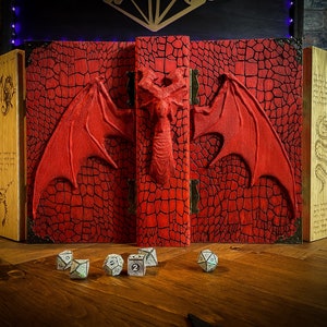 Dungeon Master Screen | Book Style DM Screen | Dungeons and Dragons | DND | Tabletop Gaming | Games Master Screen | Book Of The Fire Dragon
