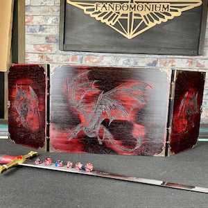 Fire Dragon Dungeon Master Screen | Wooden DM Screen | Dungeons & Dragons | Tabletop Gaming Accessory | Games Master Screen | DND