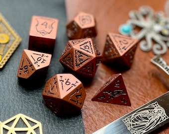 Copper Combat Polyhedral Dice Set | Dice For Dungeons and Dragons, Tabletop Games, Board Games, Resin Dice Set