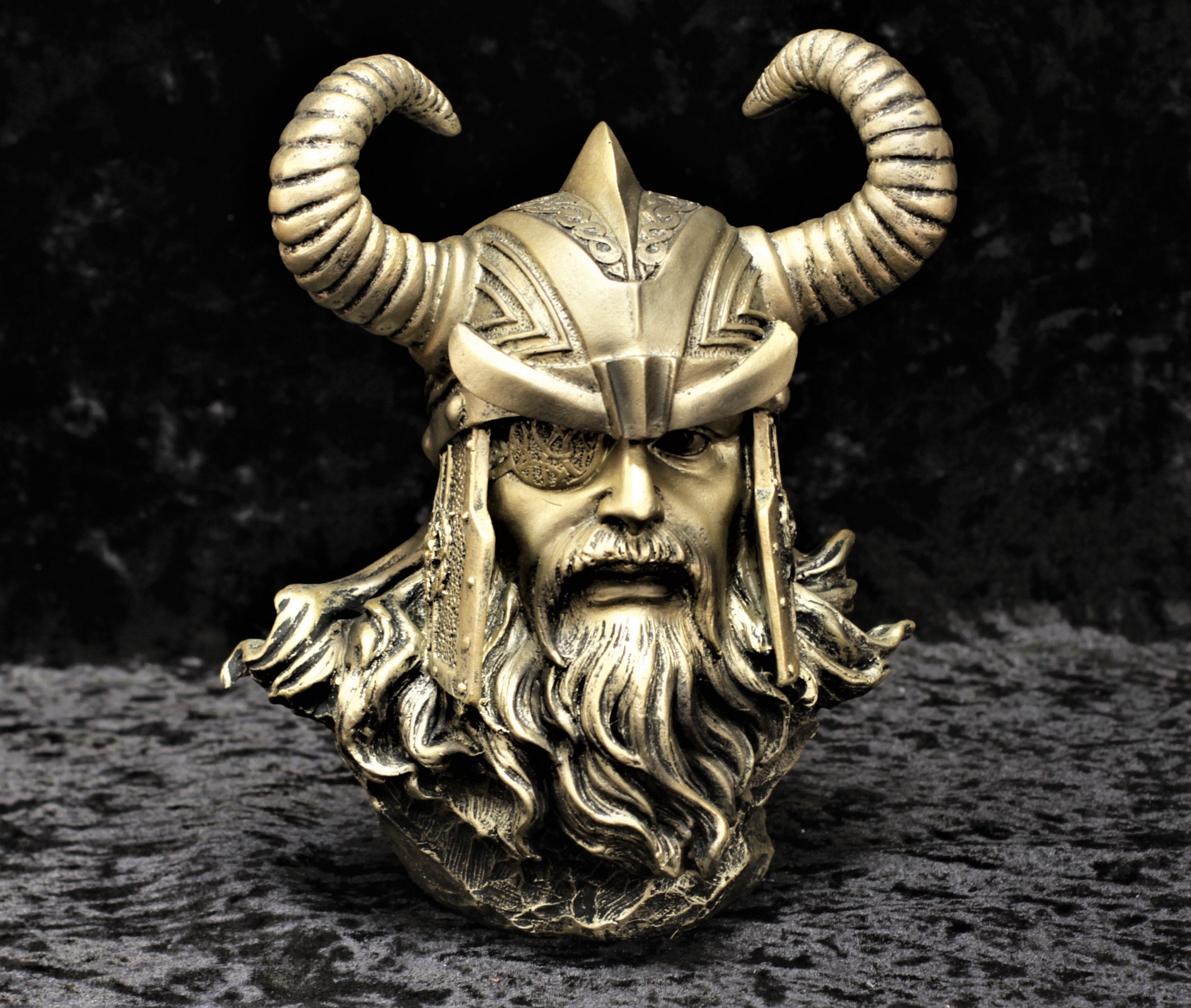 9 Odin Bust with Ravens Viking Norse Mythology God Statue Bronze