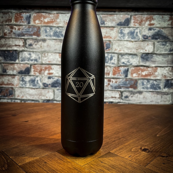 Personalised D&D Engraved Stainless Steel Reusable Water Bottle | Choice Of Designs | Dungeons and Dragons Gift | Table Top Gaming | RPG