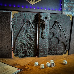 DM Screen , Book Of The Black Dragon Dungeon Master Screen, Book Style DM Screen, Dungeons and Dragons, DND, Tabletop Gaming, Games Master
