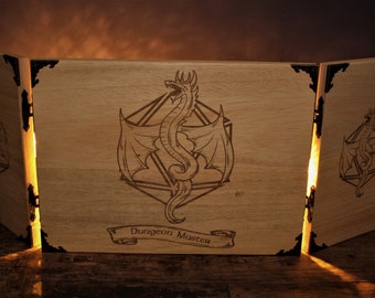 D20 Dragon Wooden Dungeon Master Screen: Personalized D&D RPG