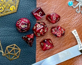 Burgundy Vortex Dice Set | Dice For Dungeons and Dragons, Tabletop Games, Board Games, Resin Dice Set