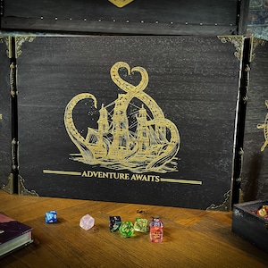 Personalised DM Screen | Nautical Design Dungeon Master Screen | D&D DND RPG Table Top Gaming | Handmade Personalised Wooden Gm Screen