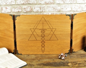 Dice Sword Houten DM-scherm: handgemaakte D&D RPG Game Master