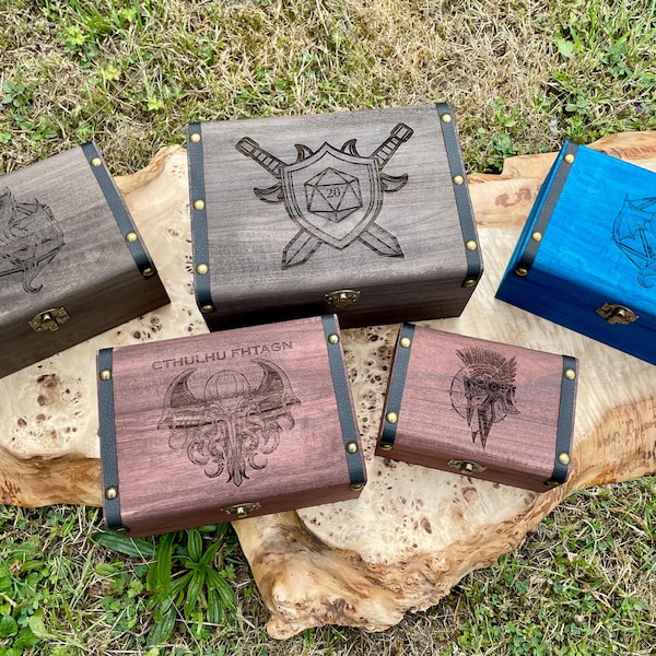 Engraved Wood Dice Box: D&D, TTRPG, Geek Gift - Custom Designs