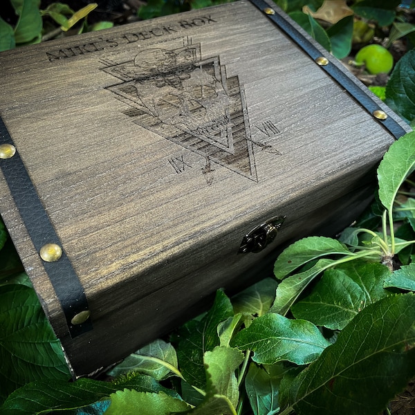 Wooden Deck Box - Personalised Trading Card Storage Box - Holds Over 900 Cards. Magic The Gathering | DND | Keyforge | Pokemon Card Box