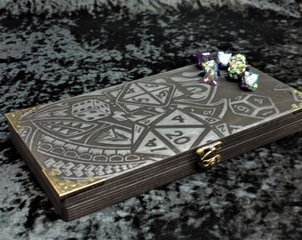 Scatola portadadi di lusso in legno: contenitore per giochi da tavolo RPG e vassoio portarotolo