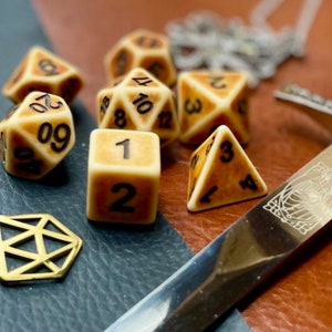 Ancient Bone Polyhedral Dice Set | Dice For Dungeons and Dragons, Tabletop Games, Board Games, Resin Dice Set