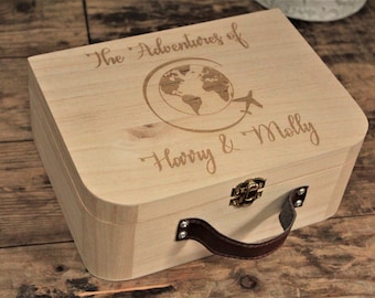 Personalized Suitcase Memory Box: Engraved Travel Keepsake