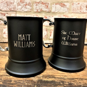 Personalised Engraved Stainless Steel Tankard | Medieval, Viking, Celtic, Fantasy Tankard | Gift For Him | Unique Drinking Gift | Beer Mug