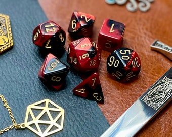 Gemini Red Black Dice Set | Dice For Dungeons and Dragons, Tabletop Games, Board Games, Resin Dice Set