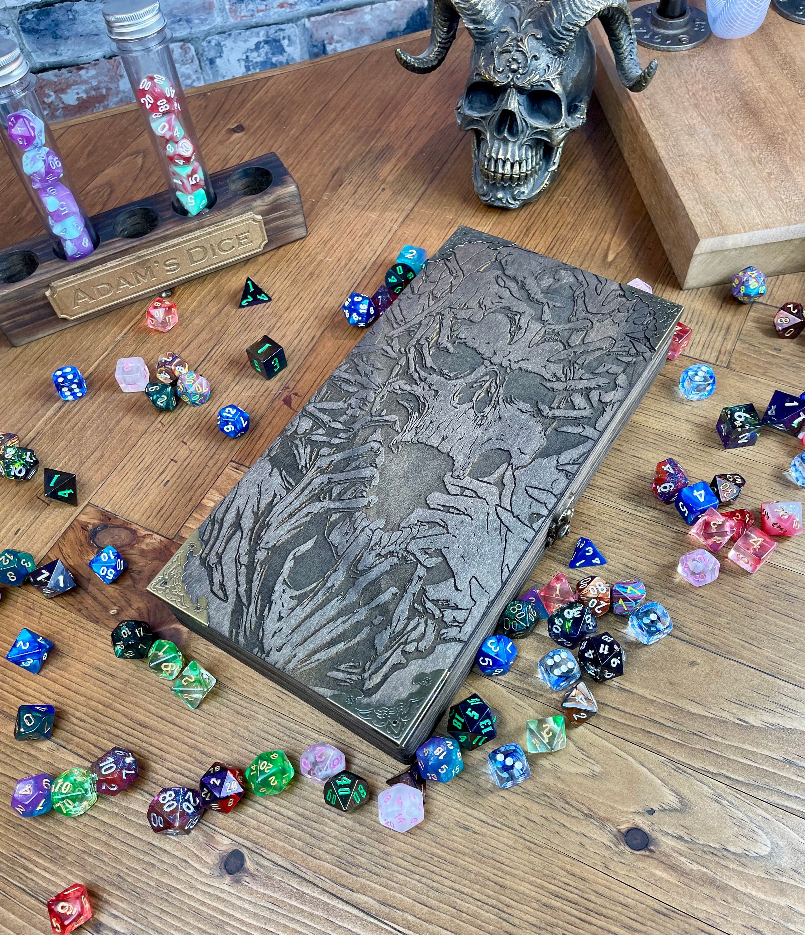 Necromancer's Vault Dice Box: Wooden RPG Storage & Roll Tray - Etsy