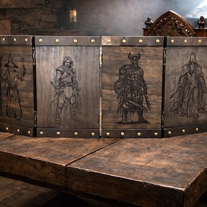 Personalized Wooden Dungeon Master Screen: Folding 4-Panel DM Screen with Magnetic Note Holders