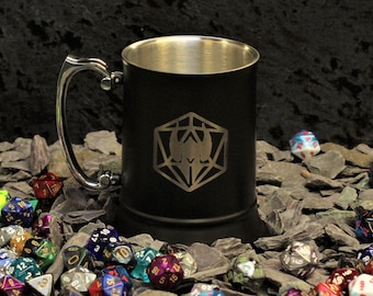 Paladin gravé Personalized Metal Drinking Tankard Drinking Cup | Symbole de classe D&D D20 | Donjons et Dragons | | de jeu sur table Le MDN