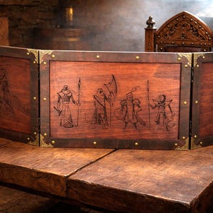 Spersonalizowany drewniany ekran Mistrza Podziemi: składany 3-panelowy ekran Mistrza Podziemi z magnetycznymi uchwytami na notatki