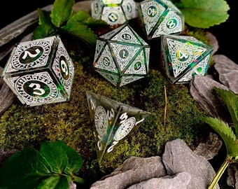 Viking Vegvisir Glitter Luxury Sharp Edge Dice In Gift Box| D&D Polyhedral Dice | DND Gift Set | Dungeons and Dragons Tabletop Board Games