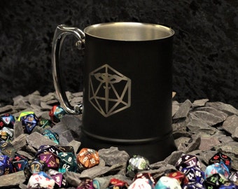 Personalized Rogue D&D Tankard: D20 Class Symbol, Tabletop Gaming