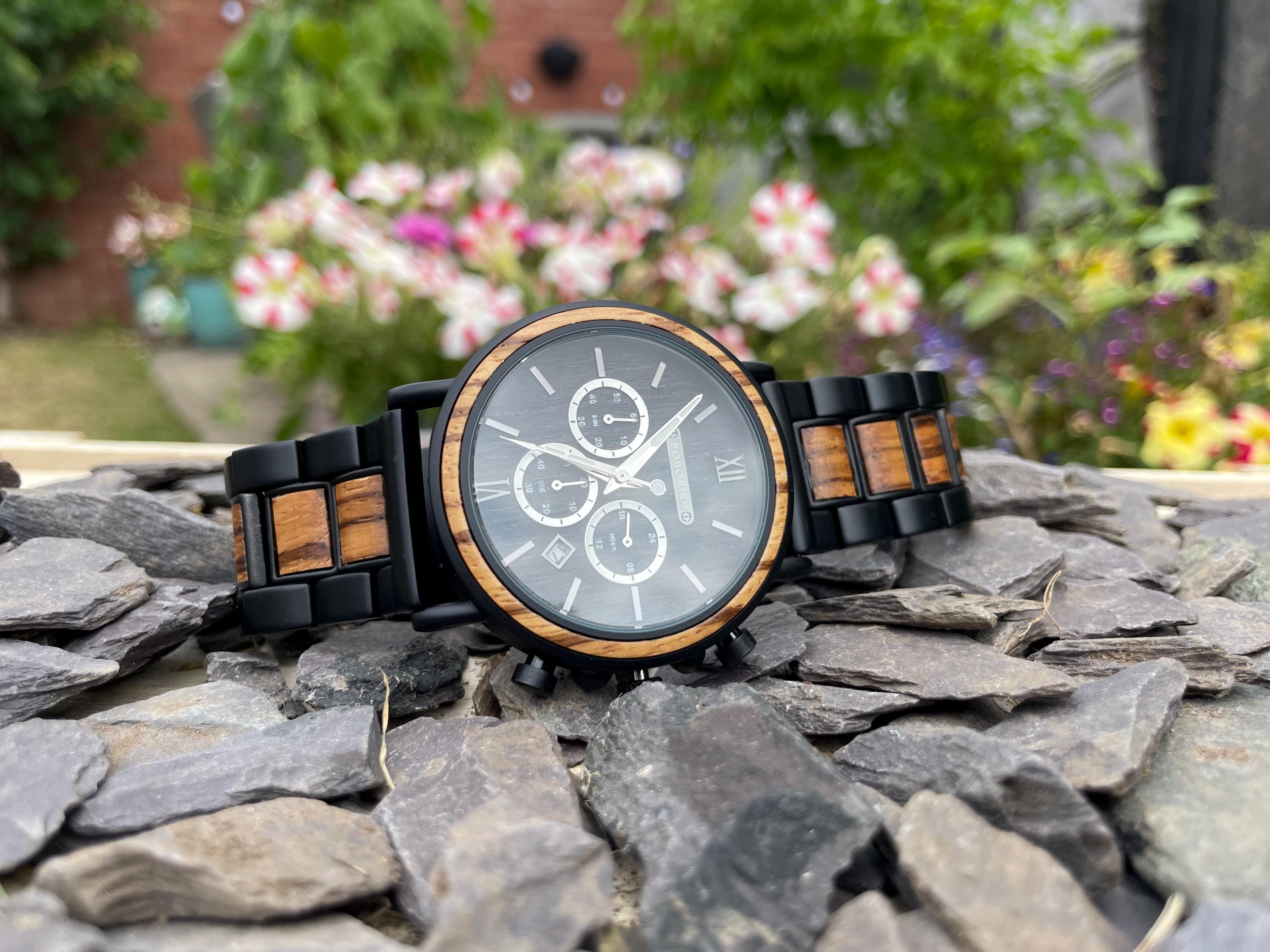 Walnuss und Zebrano Ineinander greifender Riemen Selbstaufzug Eco