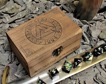 Valknut Viking Engraved Storage Box | Norse Trinket Box | Viking Gift | Wooden Trinket Box | Geek Gift | Viking Runes
