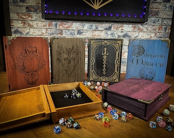 Book Effect Dice Box And Roll Tray | Personalised | DND | D&D | Dungeons and Dragons | Tabletop Gaming | D20 | Geek Gift | Dice Vault