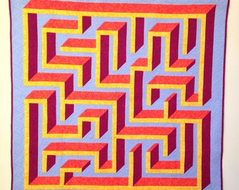 Wand 3D Labyrinth / Labyrinth Quilt Anleitung PDF - Hidden Paths