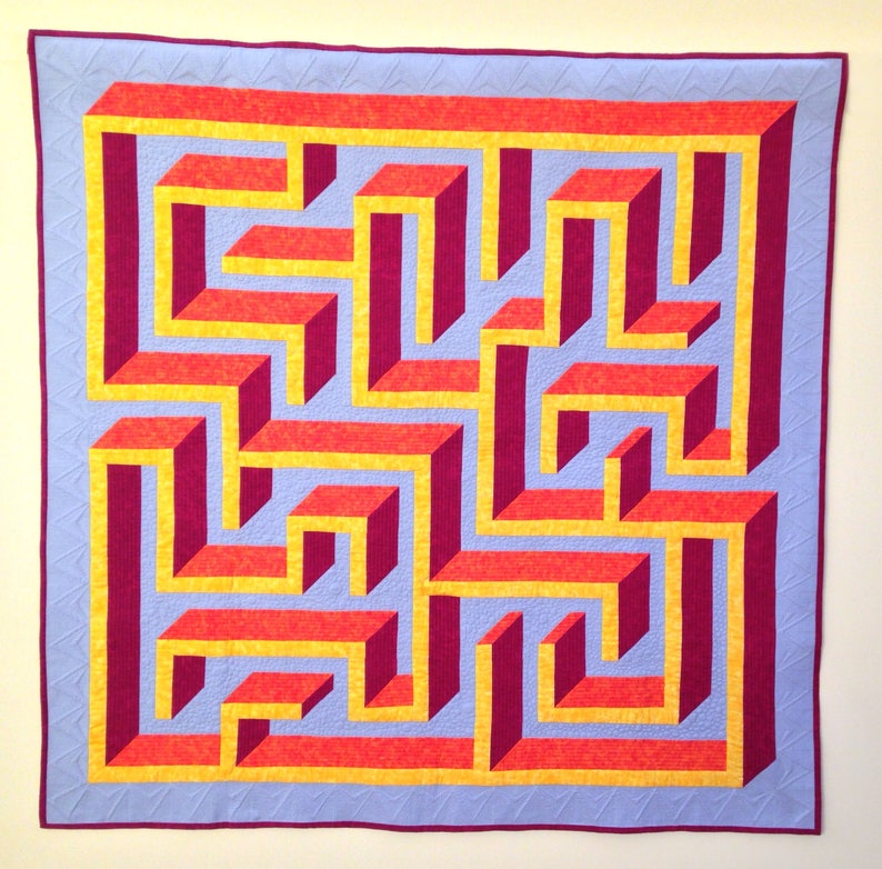 Wall 3D Maze / Labyrinth Quilt Pattern PDF Hidden Paths image 1