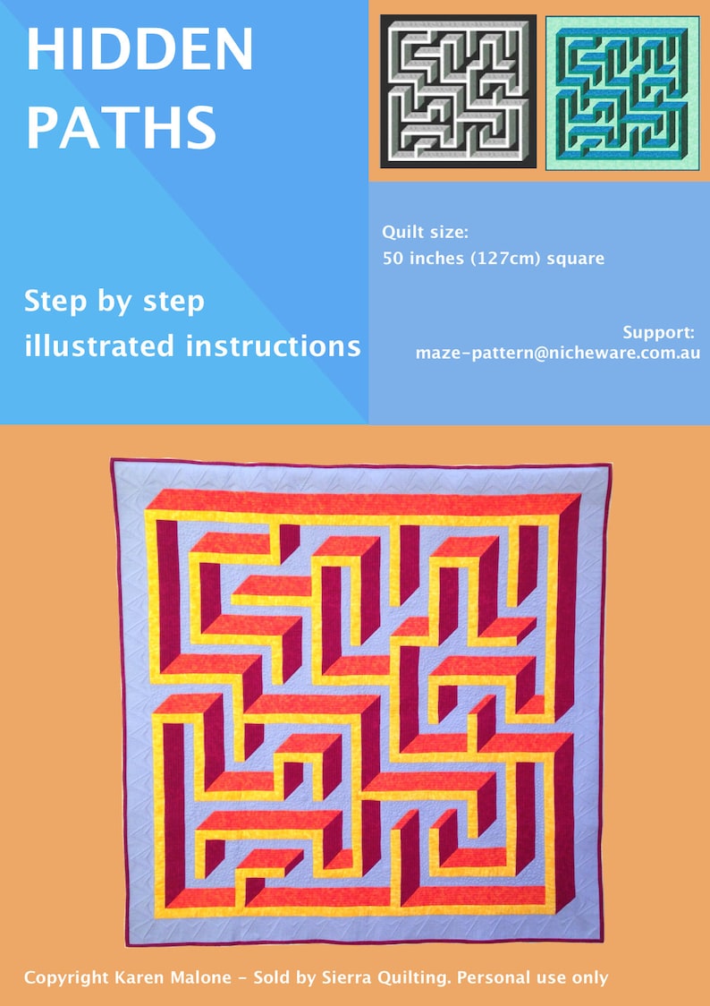 Wall 3D Maze / Labyrinth Quilt Pattern PDF Hidden Paths image 5