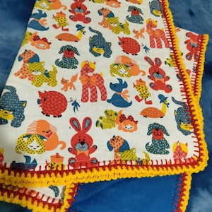 Vintage Colorful Print Baby Blanket