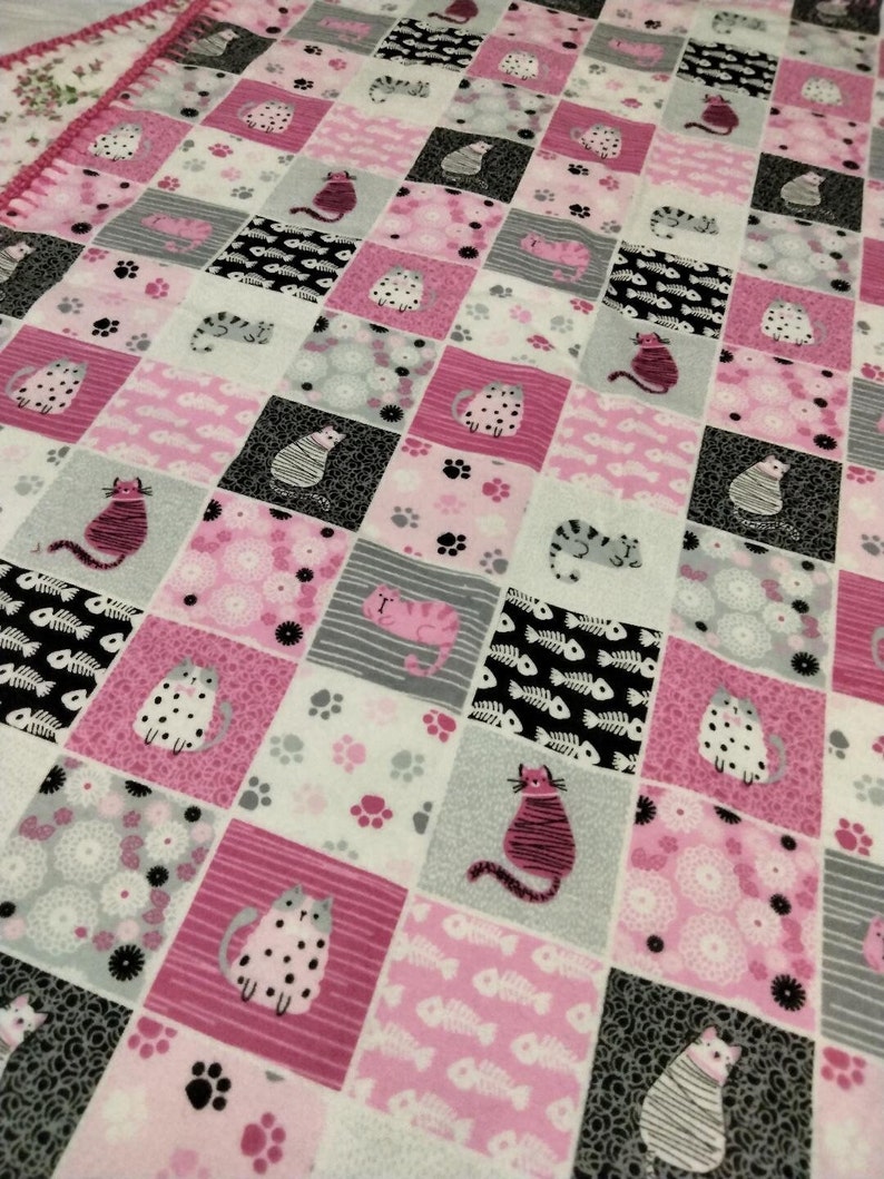Pink Cat Baby Blanket Etsy