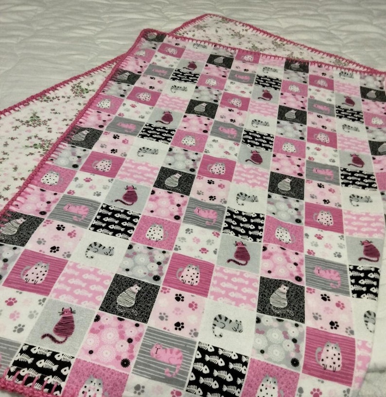 Pink Cat Baby Blanket Etsy