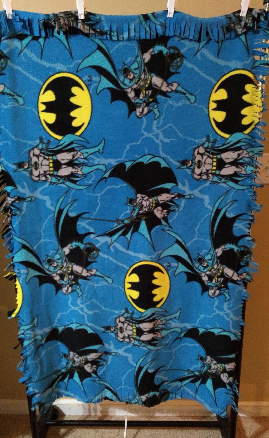Batman Fleece Blanket With Fringe Etsy