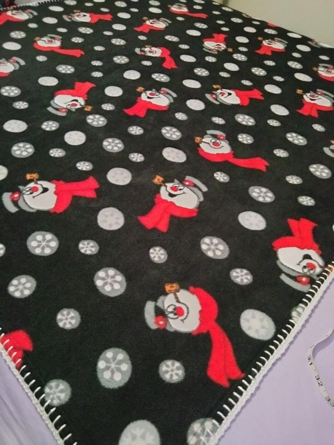 Snowman Snowflake Print Pattern Hooded Blanket