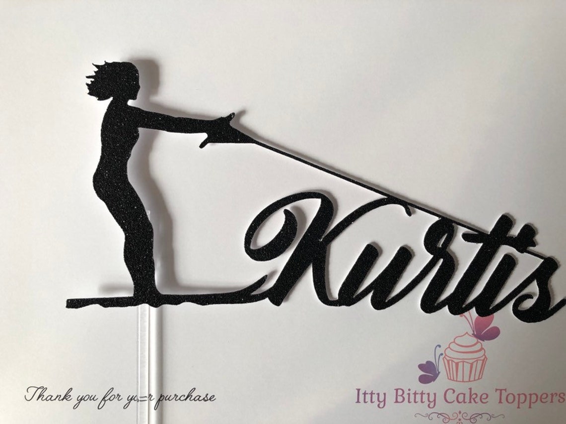 Water Skiing Birthday Glitter Card Stock Cake Topper Etsy