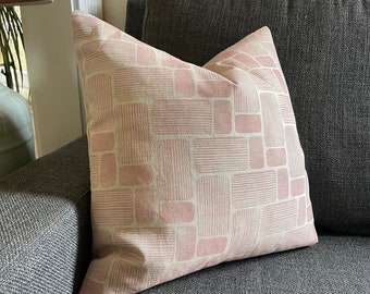 Pink Handmade Block Printed Linen/Cotton Pillow Cover 18X18