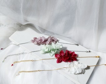 Ensemble de bracelets  à fleurs d'Hortensias stabilisés-témoins mariage demoiselle d'honneur- bracelets fleuris- nombreux coloris.