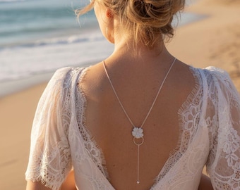 Bridal jewelry set including back necklace, bracelet and pendants - Wedding jewelry.