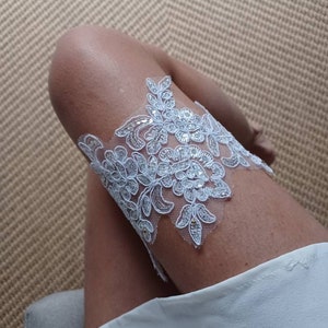 APOLLINE White lace garter with rhinestones chic and trendy wedding image 7