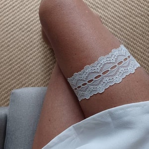 CANDICE- White lace bridal garter-fine openwork lace-comfortable bridal lingerie.
